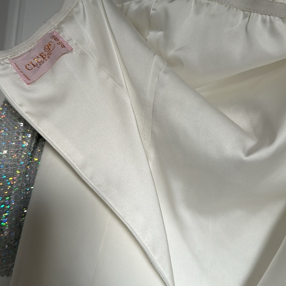 Club L London Sequin Off Shoulder White Mini Dress - Picture 8 of 11